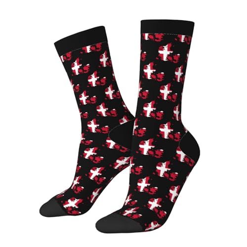 Flag Map of Denmark Socks For Men Women Gift Sport Crew Socks Funny Wicking Socks