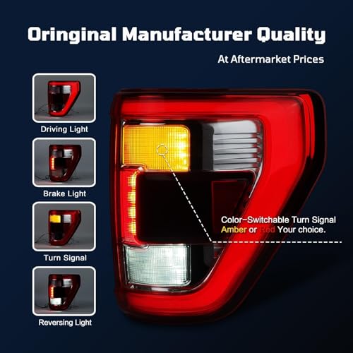 LED Tail Lights Compatible With 2021-2023 Ford F150 King Ranch Lariat Limited Platinum w/Blind Spot (Module Not Included) w/o onboard scale Taillights Replace ML3Z13404D (Chrome Right Passenger Side) by STRAUTOS - Image 4