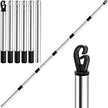 2.24 M Washing Line Pole Telescopic, Heavy Duty Stainless Steel Washing Line Prop, Clothes Props for Washing Line Outside, Home Garden Clothes Line Prop Laundry Support