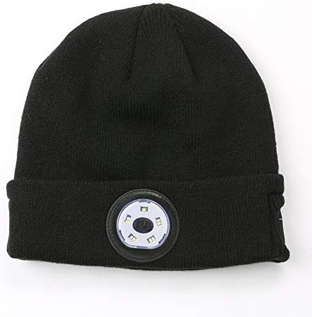 Cikyner Bluetooth Beanie Hat, Led Beanie Hat Musical Knitted Cap Headphones with Built-in Stereo Speakers & Mic Rechargeable Running Lights with 2 Reflective Armbands for Running, Camping, Hiking