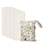 Packungsinhalt: 4 Pcs Stoffwindel Saugeinlagen + 1 Praktische Wetbag. Trennen Sie Ihr nassen und trockenen Windelneinlagen in derselben Tasche.