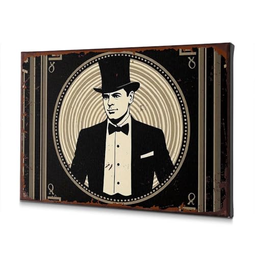 Tableau decoratif homme au chapeau haut-de-forme toile retro haut de gamme