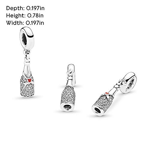 Pandora Jewelry Sparkling Wine Bottle Dangle Cubic Zirconia Charm In Sterling Silver #TOP4