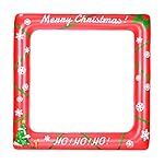 LASLU Merry Christmas Inflatable Selfie Photobooth Frame Red and Green, Photo Booth Props, Party Picture Pose Sign, Xmas Party Supplies Decorations