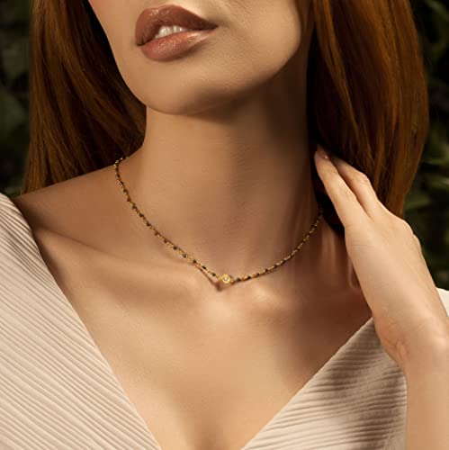 KARMA AND LUCK Women's Necklace – Chakra, Turquoise Enamel Evil Eye, Hematite, Pyrite, Pearl, Beaded OM – Spiritual Jewelry for Protection, Healing & Positivity2