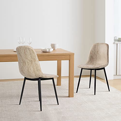 Nicbex Dining Chairs, Crazy-Horse Leather Reception Chairs, Accent Chair With Metal Legs For Home Kitchen, Living Room, Set Of 2, Beige #TOP1