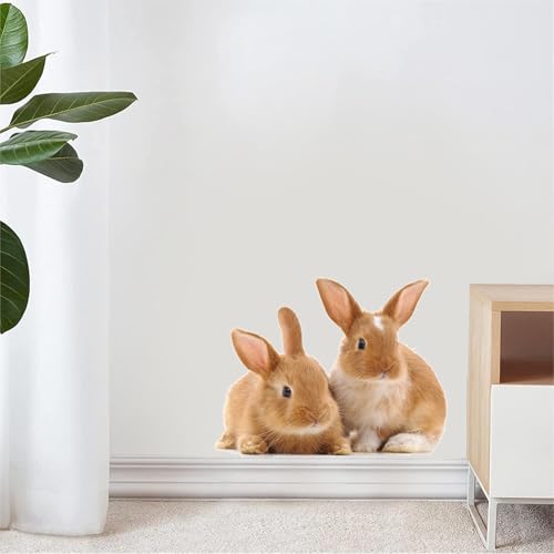 Cute Lop-Eared Bunny Wall Decals,Ginger Brown Farmhouse Rabbit Stickers for Nursery,Kids Room or Rustic Decor,Warm Earth-Tone Vinyl Animal Silhouettes(2)