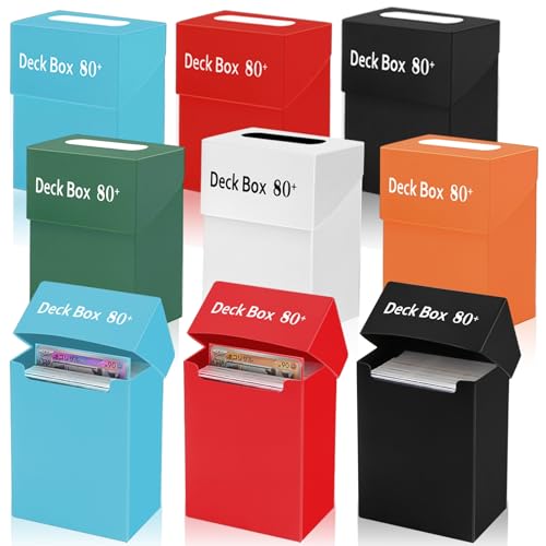 LALATOK 9 x Deck Box, Card Deck Case pour Cartes à Collectionner, Boîtes de Rangement 80+ Standard pour Cartes Compatible avec MTG et Autres JCC, 73 x 48 x 97 mm, 6 Couleurs