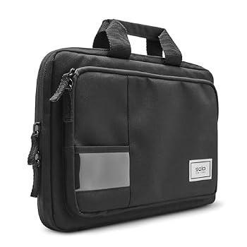 Solo New York Briefcase - Laptop Carrying Bag for Women & Men, Brief for Travel & Work, Secure Fit Straps, Sturdy Carry Handle, Fits 13.3" Computer - Black