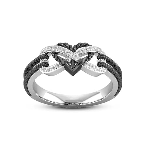 0.20 Ct Round Cut White Diamond Infinity Design Anchor Heart Engagement Ring in 925 Sterling Silver Two Tone Gold Finish Mother's day Jewelry