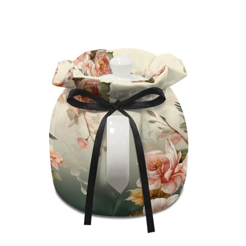 Image of Floral Hummingbird Tea Cosy for Small Teapot Farmhouse Insulated Tea Cozies Machine Washable Tea Kettle Dustproof Cover Cloth Soft Fabric Teapot Cosy Tabletop Kitchen Decorations