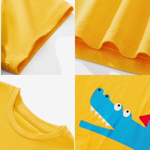 Image of Boy Shorts Sets Dinosaur Animal Print Shirt Summer Outfits Set 2pcs Casual Clothes