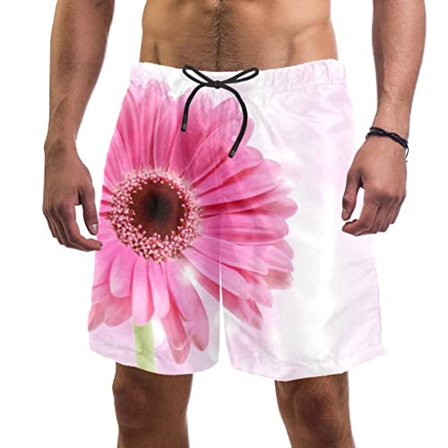 Short de plage pour hommes HadHfun maillot de bain rose fleurs marguerites