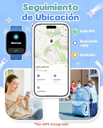 TICTIKY Reloj Inteligente para niños con localizador GPS (Solo iOS), Reloj Deportivo con Contador de Pasos y Monitor de sueño, Resistente al Agua IP68, Juegos de Rompecabezas, para niños 5-12 años - imagen 2