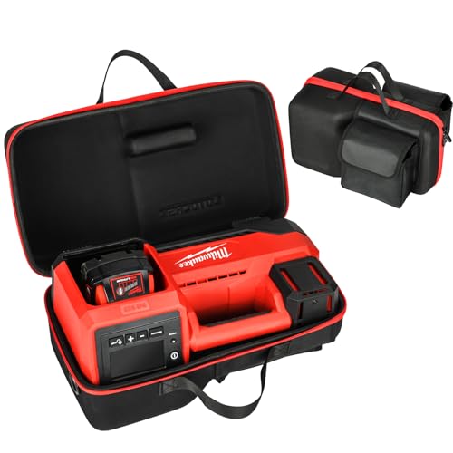 Air Compressor Bag for Milwaukee Inflator 2848-20, Air Pump Storage Carrying Box With Mesh Pockets for Milwaukee M18 Tools, Holder for 3.0/4.0/5.0/6.0/7.0/8.0/9.0Ah Battery and Charger (Bag Only)