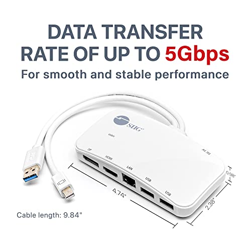SIIG Mini DisplayPort Thunderbolt 2 1080p Video Dock / Docking Station -1080p HDMI or DisplayPort (DP) - USB 3.0 and Gb Ethernet Adapter Hub for MacBook, Surface Pro 2/3/4/5 and Laptop (JU-H30212-S1)