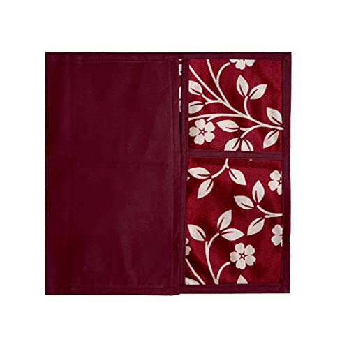 Image of KANUSHI Industries Microwave /Oven Top Cover with 4 Utility Pockets (VAR1-MICRO-MAROON-RAJ-01)