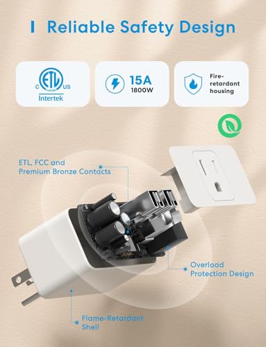 meross Smart Plug Mini, 15A & Reliable Wi-Fi, Support Apple HomeKit, Siri, Alexa, Echo, Google Assistant and Nest Hub, App Control, Timer, No Hub Needed, 2.4G WiFi Only, 4 Pack