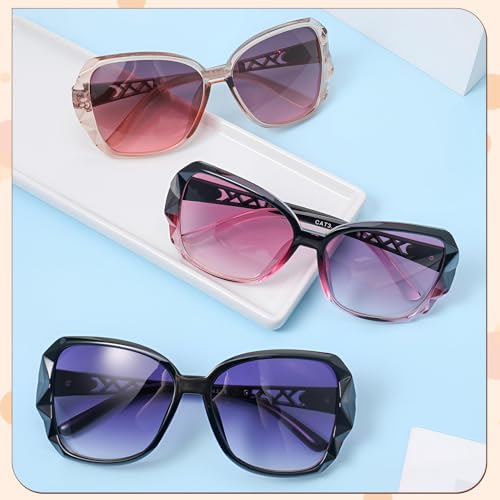 Image of Women Oversized Sunglasses UV400 Protection Lens Sun Glasses | Lightweight Shiny Frame, Classic Trendy Design, Multiple Color Options for Walking, Driving, Shopping, Taking Photos