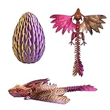 QOUXZ Huevos de dragón dinámicos impresos en 3D con dragón en el interior, juguete de animales arqueópteros voladores de cristal articulado completo
