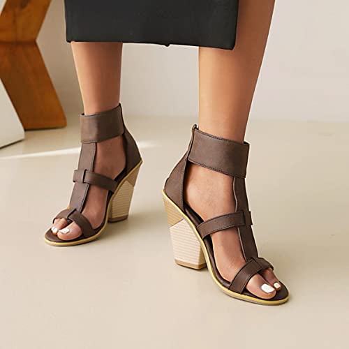 Alyaafifa Chunky High Heel Sandals for Women Open Toe Stacked Heel Booties Summer Dress Shoes Snakeskin Animal Print Party Event Wedding Vacation4