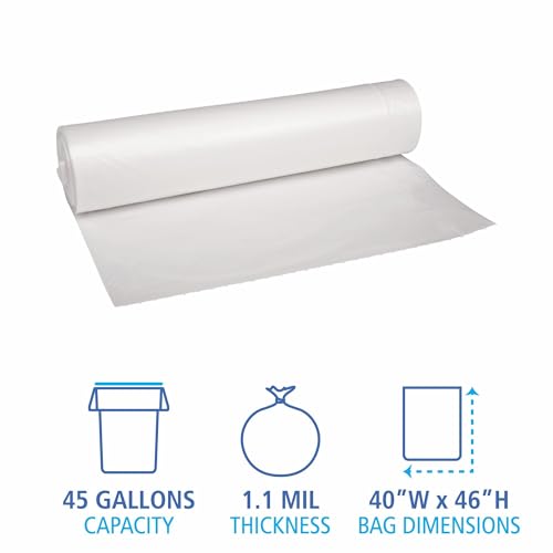 Image of Boardwalk BWK531 Low Density Repro Can Liners, 1.1 Mil, 40-45gal, 40 inch x 46 inch, 10 Bags per Roll (Case of 10 Rolls)