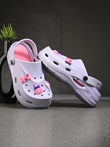 Image of Women Clogs Sandals with Back Strap | Lightweight EVA Cartoon Charm Slip-On Shoes for Womens & Girls | Anti-Slip Comfortable Everyday Wear