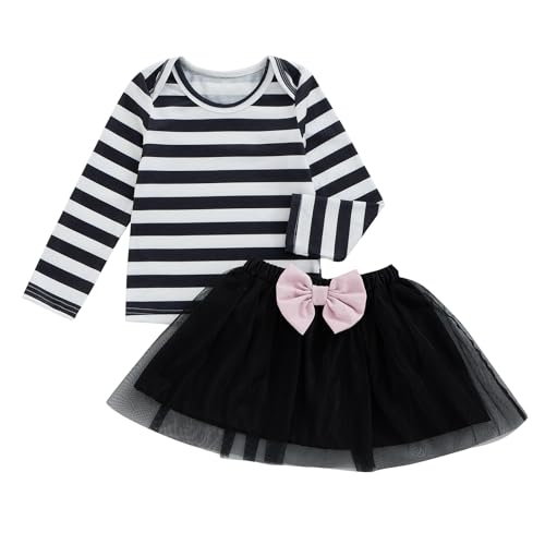 Toddler Girls Halloween Outfits Long Sleeve Pumpkin Sweatshirt Tulle Skirt Dress Kids Girls Christmas Clothes (Black, 2-3T)