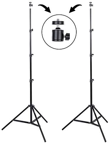 Interfit LS102 Studio Essentials Lightweight - Set of 2-7'6" Light Stands with Ball Heads & Carrying Bag, Black