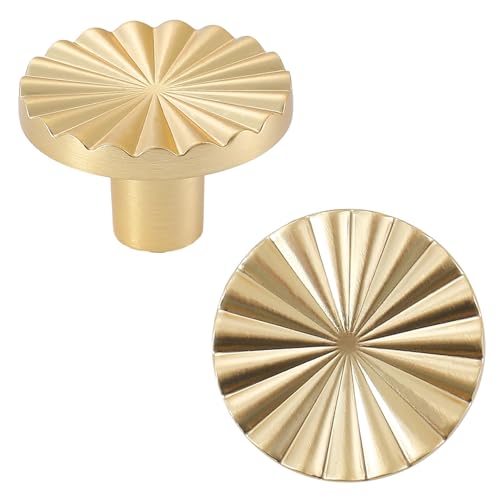 AOBITE 6 Pack Gold Kitchen Cabinet knobs and Pulls - Brushed Gold Zinc Cupboard Drawer Handles for Dresser Drawers