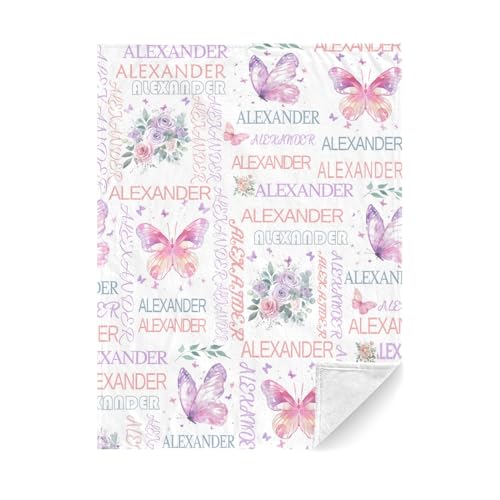 Image of Diyrap Personalized Baby Blankets for Girls Custom Baby Blankets for Girls Personalized Baby Blanket Custom Baby Blanket Customized Baby Blanket with Name for Birthday Baby Shower Christmas