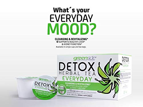 Greenside Detox Herbal Tea Single Serve Cups For Everyday - Cleansing And Revitalizing Body Supplements - 10 Cups (3-Gram Serving/Cup) #TOP3