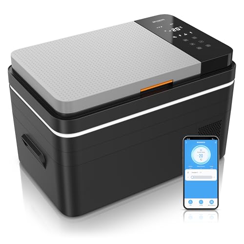 Brandson - Kompressor Kühlbox elektrisch – 30 Liter – App Steuerung Bluetooth Tuya Smart – Autokühlbox - 230 V und 12/24 V - Gefrierbox Gefriertruhe Kühlung bis -20°C – ECO Modus – Auto Camper LKW
