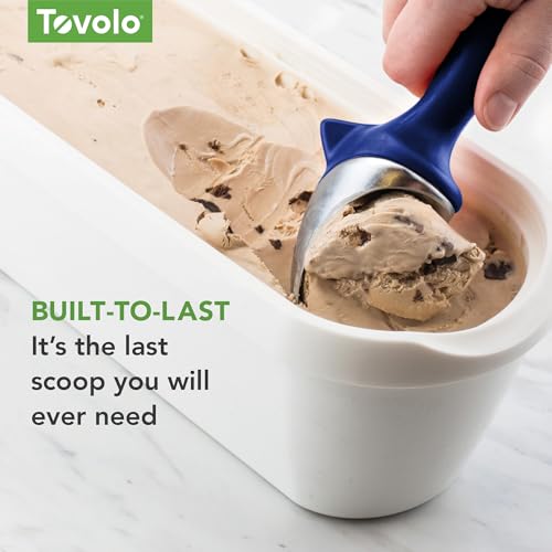 Image of Tovolo Ice Cream Scoop Stratus Blue Dishwasher Safe Heavy Duty Ice Cream Scooper with Elevated Tilt Up Design, Heat Retaining Ice Cream Scoops with Non Slip Handle for Cookie Dough, Gelato, Sorbet