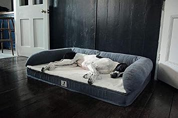 allpetsolutions Orthopaedic Dog Bed - Memory Foam Pet Sofa Bed with Soft Fleece Topper. Removable & Machine Washable Cover - Grey Large Size, 80x55cm