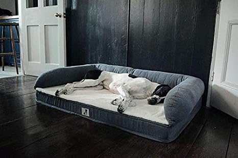 allpetsolutions Orthopaedic Dog Bed - Memory Foam Pet Sofa Bed with Soft Fleece Topper. Removable & Machine Washable Cover - Grey Large Size, 80x55cm