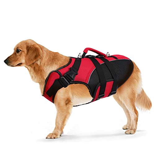 Asenku Dog Life Jacket, Float Life Vest For Dogs With Handle, Lightweight Puppy Swimsuit For Swimming Boating, Pet Life Preserver With Reflective Stripes For Small Medium Large Dogs #TOP1
