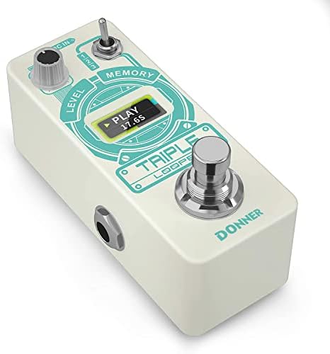 Donner Triple Looper Guitar Pedal, Loop Pedal with Screen, 3 Loops 30 mins Looping Time, Looper Pedal Unlimited Overdubs Undo/Redo True Bypass