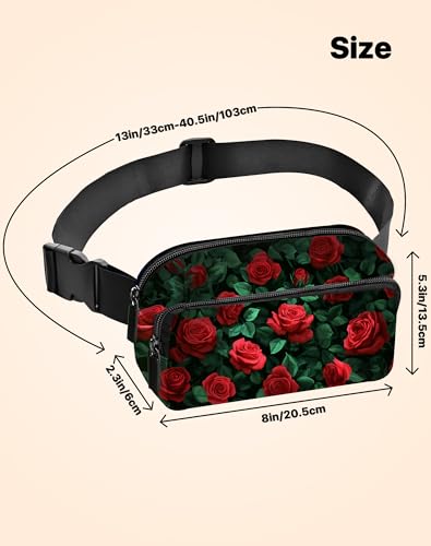Image of Rose Fanny Pack for Women Belt Bag Fashion Everywhere Waist Pouch Lightweight Crossbody Bags with Adjustable Strap