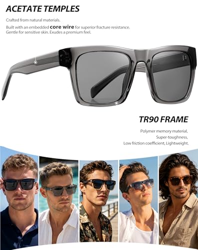 Image of Joopin Acetate Square Sunglasses Men Polarized UV400 Protection Trendy Oversized Sun Glasses Retro Shades Women