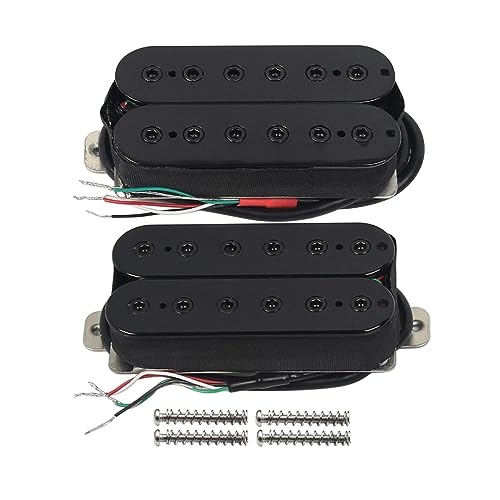 FLEOR Alnico 5 Electric Guitar Neck & Bridge Pickup Set Double Coil Humbucker Pickups-Black, Neck+ (8~9K)Bridge Pickup