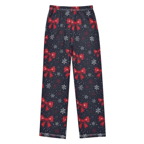 Pajama Bottoms, Snowflakes Bows Pajamas Pant Sleep Long Pants Lounge Wear Sleepwear Soft Pjs