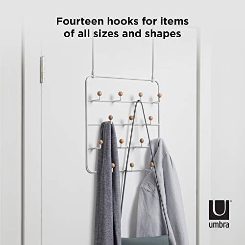 Umbra Estique Multi-Functional Door Hanger with 14 Hooks, No Drilling Over the Door Multi-Organizer, Wall Hanger, White