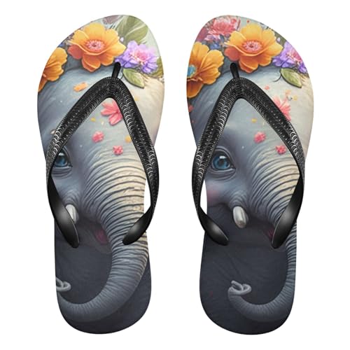 Elephant Flowers Butterflies Flip Flop Beach Summer Casual Sandal for Women & Men Shower Shoes 20861904