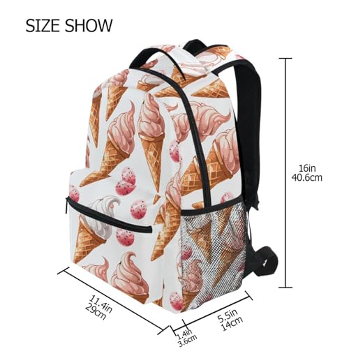 Cartoon Ice Cream Funny Backpack for School Boys Girls Adults Kids Bookbag Laptop Bag 15L4