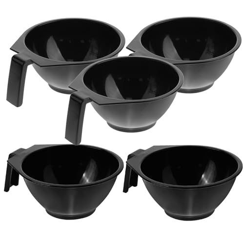 ABOOFAN Cuenco para Teñir el Cabello de Plástico Negro, 5 Piezas, Resistente y Fácil de Limpiar para DIY y Peluquería Profesional