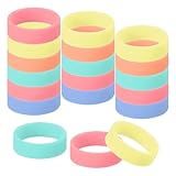 uxcell 30Pcs Tiny Rubber Bands, 0.8' x 0.28' Wide Rubber Band for Organizing & Securing Items, Glow in The Dark Silicone Rings for Fashion Accessory, Luminous Red/Blue/Orange/Green/Yellow