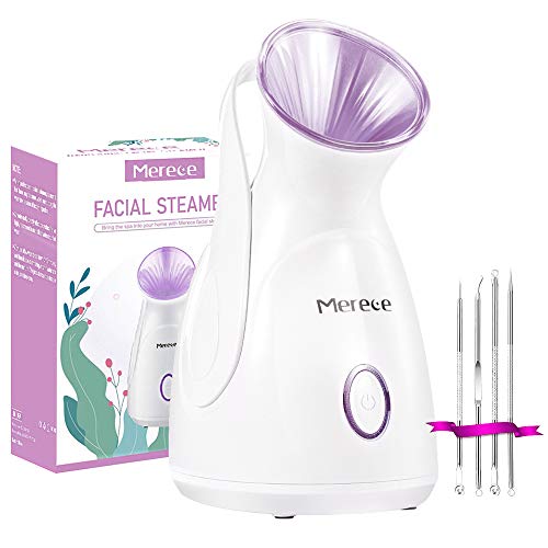 Facial Steamer Face Steamer â€“ Nano Ionic Face Steamer for facial 100ml Home Facial Humidifier for Face Sauna Spa Sinuses Moisturizing Cleaning Pores, Facial Spa with Skin Kit and Hair Band (Purple)