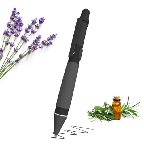 Aromatherapy Writing Pen Battery with Real Ink Tip and Hidden Diffuser Port, Soft Touch Ballpoint...