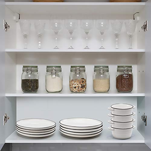 Hoxierence 10 Inch Ceramic Dinner Plates, Classic White Round Porcelain Serving Dishes With Black Line Edge For Steak, Pasta, Pizza, Restaurant - Set Of 4 #TOP2